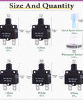 Thermal Circuit Breaker Kit With Quick Connect Terminals And Waterproof Button Caps 30Pcs 5 Sizes From 5Amp To 30Amp Includes 2 Pcs Each Rating And 20Pcs Quick Connect Terminals For High Density Circuit Protection And Plug And Play Switch Operation