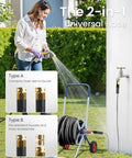 Person using Five Foot Short Garden Hose With Dual Female Ends And Brass Double Male Adapter Flexible Lightweight Water Hose In Five Eighths Inch Outer Diameter for yard watering