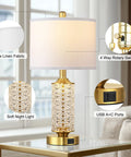 Set Of 2 Dope Gold Table Lamps With USB A And C Ports And Built In Night Light Top Table Lamp Plus Bottom Night Light