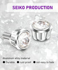 Fresh Bling Crystal Rhinestone License Plate Screws Pack of Four Anti Theft Fastener Kit With Slick Aluminum Alloy Decorative Bolts close-up view.