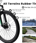 Beefed Up Dual Suspension 24 Inch Mountain Bike 21 Speed wheel with disc brakes, front fork, and all-terrain rubber tire