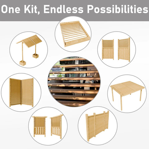 Deck Sunblind System Brackets And Louver Hardware Kit For Wood Blinds And Shutters, Fits Up To 11 Boards 48 Inch, Complete Louver Pergola Kit For Privacy Fence, Deck, Interior And Exterior Use