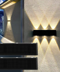 Outdoor Solar Lights 3000K Warm Aluminum Up And Down Wall Sconce Waterproof Dusk To Dawn 2 Pack for Yard Patio