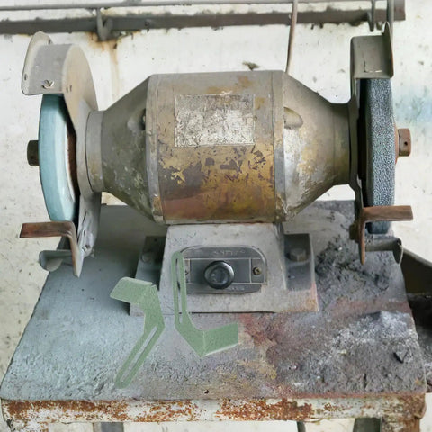 Heavy Duty Iron Grinding Wheel Holder Tool Rest For Bench Grinders Fits 150 Mm And 200 Mm Wheels on a bench grinder.