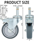Super Smooth 3 Inch Swivel Caster Wheels Set Of 4 With 7/16 Inch Stem Heavy Duty Locking Casters detailed size chart.