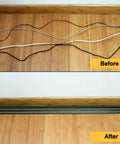 Before and after using 10ft Floor Cord Cover For Home Or Office With 3 Cord Channels Quick Install Cable Protector And Wire Organizer.