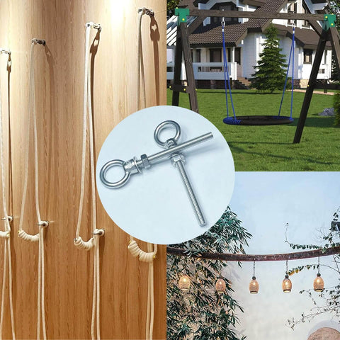Six Pack M8 Eyebolts Stainless Steel Heavy Duty Lifting Rings for swing tire chair fittings in indoor and outdoor scenes