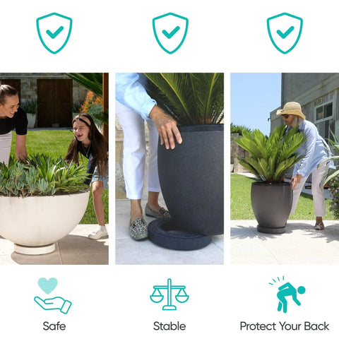 Heavy Duty Plant Glider Caddy With Smooth Swivel Omni Wheels Lets You Easily Roll Those Dang Heavy Pots Across Tile Decks And Hard Floors No Sweat Up To Two Hundred Pound Capacity Charcoal