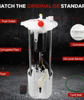 E8788M Heavy Duty Electric Fuel Pump Module Assembly showing fuel outlet, connector, float, and oil level sensor features.