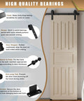 Hella Smooth Five Foot Sliding Barn Door Hardware Kit With Rock Solid Heavy Duty Track Rails and Easy Peasy Roller Wheels features high quality components.