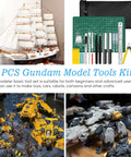 Collage of Pro Grade 20Pcs Gunpla Model Tools Kit For Easy Assembly And Repair with models and toolset close-up