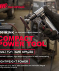 Compact Quarter Inch Collet Air Die Grinder Kit With Squared Off Right Angle Frame and Punchy 21000 Rpm Torque Setup in hand for tight spaces.