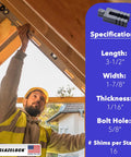 Worker uses Plastic Peel Away Stackable Shims For Leveling 960-Piece Set, 3.5 Inch Length, 1/16 Inch Thickness, U-Shape 5/8 Inch Bolt Hole.