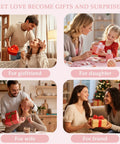 Images showcasing gift-giving moments for girlfriend, daughter, wife, and friend during special occasions.