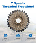 7 Speed Threaded Freewheel 14T 16T 18T 20T 22T 24T 28T Screw On For MTB And Cruiser Bikes, Steel Gear Set on scenic background