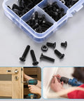 M4 Flat Head Machine Screws And Nuts Kit 275 Piece Black Countersunk Phillips Head Screws Bolts And Hex Nuts Assortment