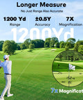 Golfer using 1200Yards Golf Range Finder With Slope And Flag Lock Vibration 7X Magnification Lightweight Rechargeable Fast Scan