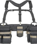 Heavy Duty Framers Tool Belt System With 20 Pockets, 5 Piece ComfortLift Combo, Black, Padded 3 Inch Belt, Stay Open Main Pockets