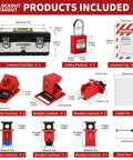 OSHA Compliant Lockout Tagout Kit With Clamp On Circuit Breaker Locks Hasps Safety Padlocks Universal Multi Pole Breaker Locks Lockout Tags And Nylon Ties In Pro Grade Portable Stainless Steel Box.