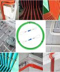 Get The Job Done Fast With This 32 Foot Plastic Coated Steel Fish Tape Wire Puller, shown with various conduit types and bends.