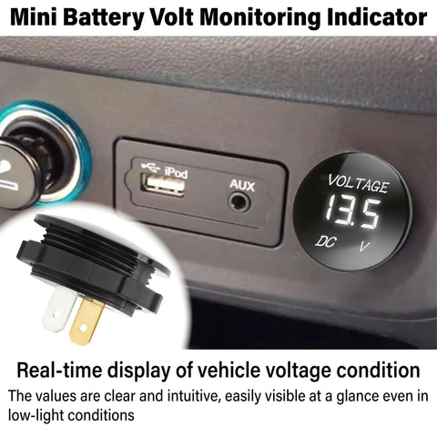 Panel Mount Digital Led Voltmeter Gauge For Cars And Trucks Dual Range 12 Volt Or 24 Volt showing voltage readout in vehicle