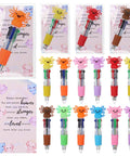 24 Color Beadable Ballpoint Pens Set With 4 In 1 Ink Switch Cool Multicolor Office Desk Supplies featuring playful animal beads
