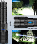 Rechargeable LED Flashlights 99,000 Lumen Super Bright Handheld Lights adjustable beam illustration