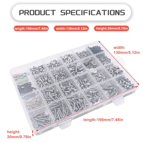 Beefy Universal RC Screw Kit 1008Pcs 304 Stainless Steel Fasteners Set for Traxxas Axial HPI and Losi in labeled organizer box