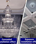 Heavy Duty Electric Chandelier Hoist With Remote And Wall Switch For Villas Featuring 6 Meter Lift Stroke installation effects shown.