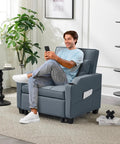 Man relaxing on 3-In-1 Convertible Sofa Bed Chair With Adjustable Backrest USB Ports And Cup Holders Cozy Cushions.