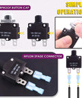 Thermal Circuit Breaker Kit With Quick Connect Terminals And Waterproof Button Caps 30Pcs 5 Sizes Showing Components and Operation