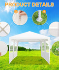 Outdoor Party Tent 10x20 Foot Canopy Gazebo With Removable Sidewalls Instant Event Tent for Catering Events Wedding Birthday Pavilion Beach BBQ Up To 30 People Waterproof Easy Setup shown in grassy field with sidewalls and metal structures.