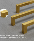 Close-up view of 5 Inch Brushed Brass Cabinet Pulls 30 Pack Square Cabinet Hardware Handles in brushed nickel finish