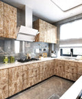 Kitchen with cabinets and countertops covered in 36 Inch By 197 Inch Waterproof Marble Contact Paper Peel And Stick Vinyl Wrap