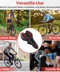 Gel Bike Seat For Men And Women With Waterproof Cover, Breathable Cushion Saddle shown with mountain, road, city bikes