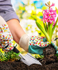 Person using Two Pack Garden Trowel Hand Shovel Set With Soft Rubberized Non Slip Handle Aluminum Alloy Potting Shovel for planting