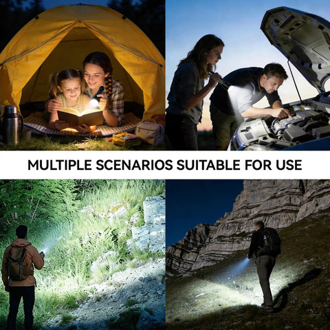 Rechargeable LED Flashlight With Zoomable Beam And Five Modes Including High Medium Low Strobe And SOS for camping, hiking, car repair