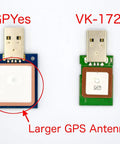 USB GPS Receiver With U-Blox 8 Chipset, Compact 4x2x0.2 Inch Module, GPYes vs VK-172, size comparison.
