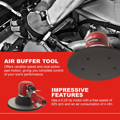 Dual Action Geared Orbital Air Sander With 8 Inch Adhesive Pad Five Thirty Second Inch Orbit 825 RPM Quarter Horsepower