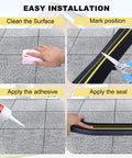 Steps to install 20 Ft Garage Door Threshold Seal Strip 0.7 Inch Heavy Duty Rubber Weather Stripping Kit With Two Adhesives