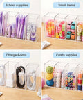 Clear Acrylic Desk Organizer Set 3 Pack With 4 Compartments Holds Pens Pencils and Small Office Supplies