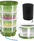 4-Tier Sprouts Growing Kit With Drain Hose And Ventilation Holes, Stackable Microgreens Sprouting Trays With Blackout Cover