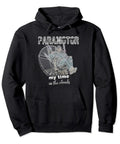 Black "My Time In The Clouds PPG Paraglider Hoodie For Paramotor Fans With A Dope Distressed Flight Graphic Pullover Sweatshirt" with artwork