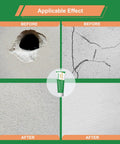 Before and after comparison using All In One Drywall Repair Kit With Putty, Scrapers, Sandpaper, Gloves, Masking Tape And Spackle