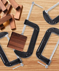 Beefy 8 Pack C Clamp Set 6 Inch Heavy Duty Cast Iron Frame Sliding T Handle For Maximum Stability Ideal For Woodworking Welding Building And Automotive Projects Black clamping wood pieces