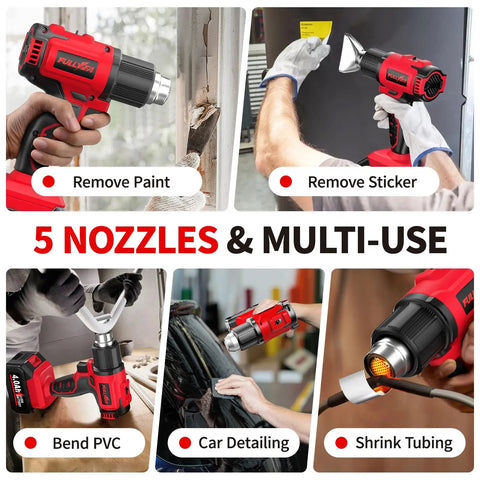 Cordless Heat Gun With Fast Heat Up, Two Temp Settings, Up To 550 C, Includes Five Nozzles And Two 4.0Ah Batteries in use