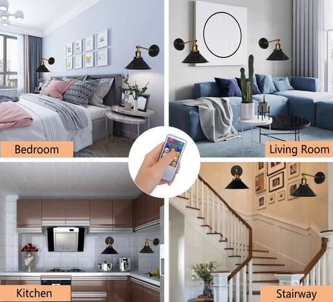Battery Operated Wall Sconces Set Of Two Wireless No Wiring Needed Indoor Lighting For Living Room And Bedroom Includes Light Bulbs And Six Rechargeable Batteries Easy Installation