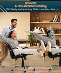 People enjoying smooth gliding on office chairs fitted with Universal 3-Inch Heavy-Duty Chair Casters with Precision Ball Bearings.