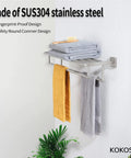 20 Inch Towel Rail And Shelf With Double Towel Bars For Bathroom Wall Mounted Towel Rack In SUS 304 Stainless Steel