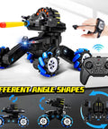 Gesture Sensing RC Tank That Shoots with controller and gesture watch, 4WD wheels, LED lights, for kids ages 8 to 12.